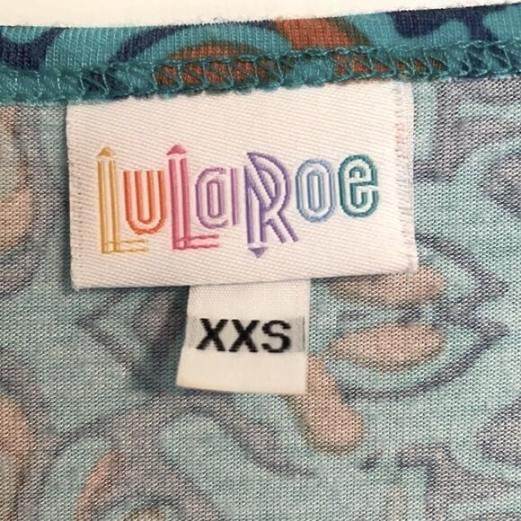 LuLaRoe NWOT aqua and orange print Irma tunic size XXS - Picture 4 of 9